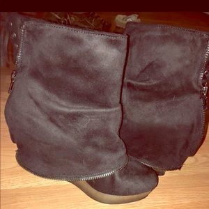 Not Rated Black wedge booties size 9